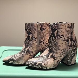 Torrid Snakeskin Print Ankle Booties - Black and Tan